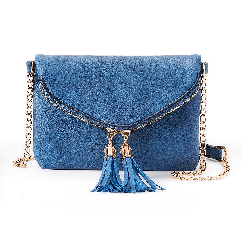 Deluxity Tessa Tasseled Crossbody Bag, Blue