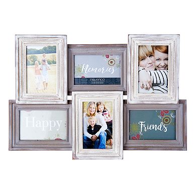 Melannco Distressed 6-Opening 4" x 6" Collage Frame