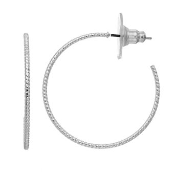 LC Lauren Conrad Nickel Free Textured Silver Tone Hoop Earring