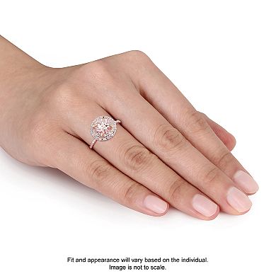 Stella Grace 10k Rose Gold Morganite & 1/10 Carat T.W. Diamond Halo Ring