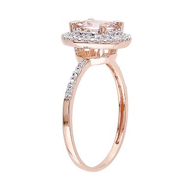 Stella Grace 10k Rose Gold Morganite & 1/10 Carat T.W. Diamond Halo Ring