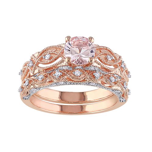 Stella Grace 10k Rose Gold Morganite & 1/4 Carat T.W. Diamond ...