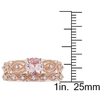 Stella Grace 10k Rose Gold Morganite & 1/4 Carat T.W. Diamond Engagement Ring Set