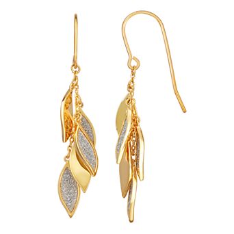Classic Treasures 18k Gold Over Silver Glitter Dangle Wire Earrings