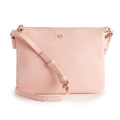 Lauren Conrad Poesie Scalloped Blush Leather Cross Body Purse Rose Gold  Details