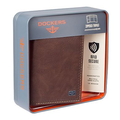 Men's Dockers® RFID-Blocking Trifold Wallet With Zipper Pocket