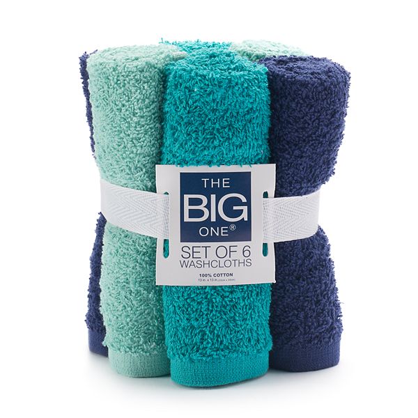 NWT The Big One 6-pack Gray Terry Wash Cloth Washcloths Set Of 3 18 Total 