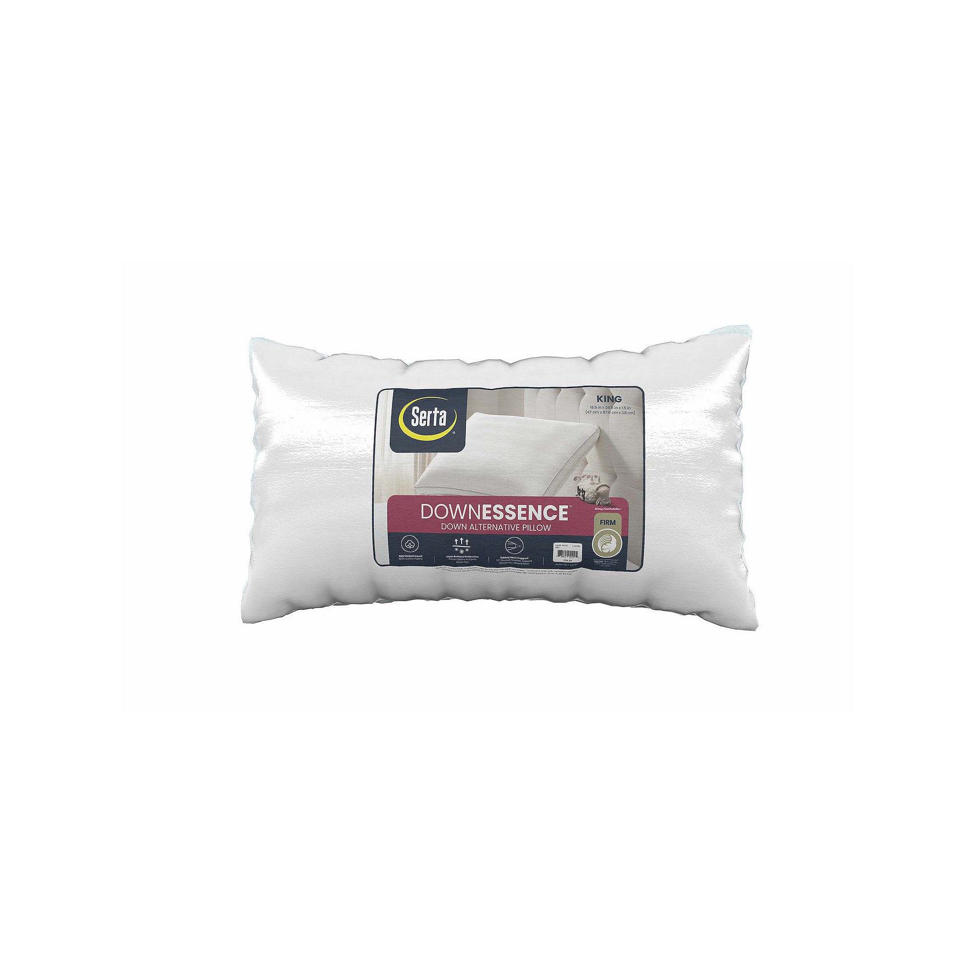 Serta® Down Essence Firm Bed Pillow, White