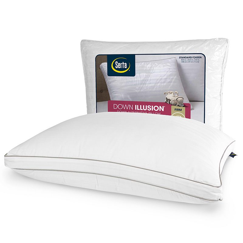 Serta Down Illusion Firm Bed Pillow, White, King