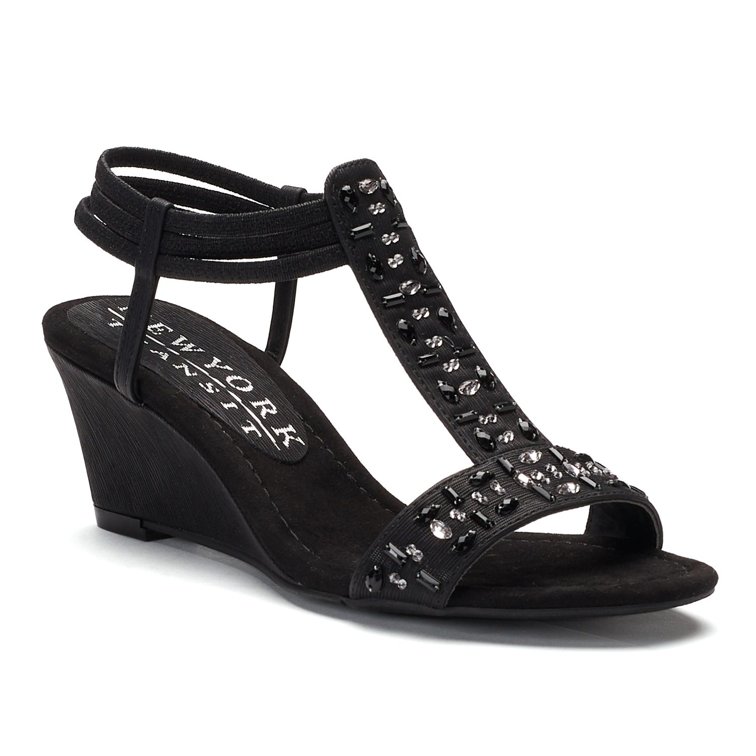 new york transit black wedge sandals