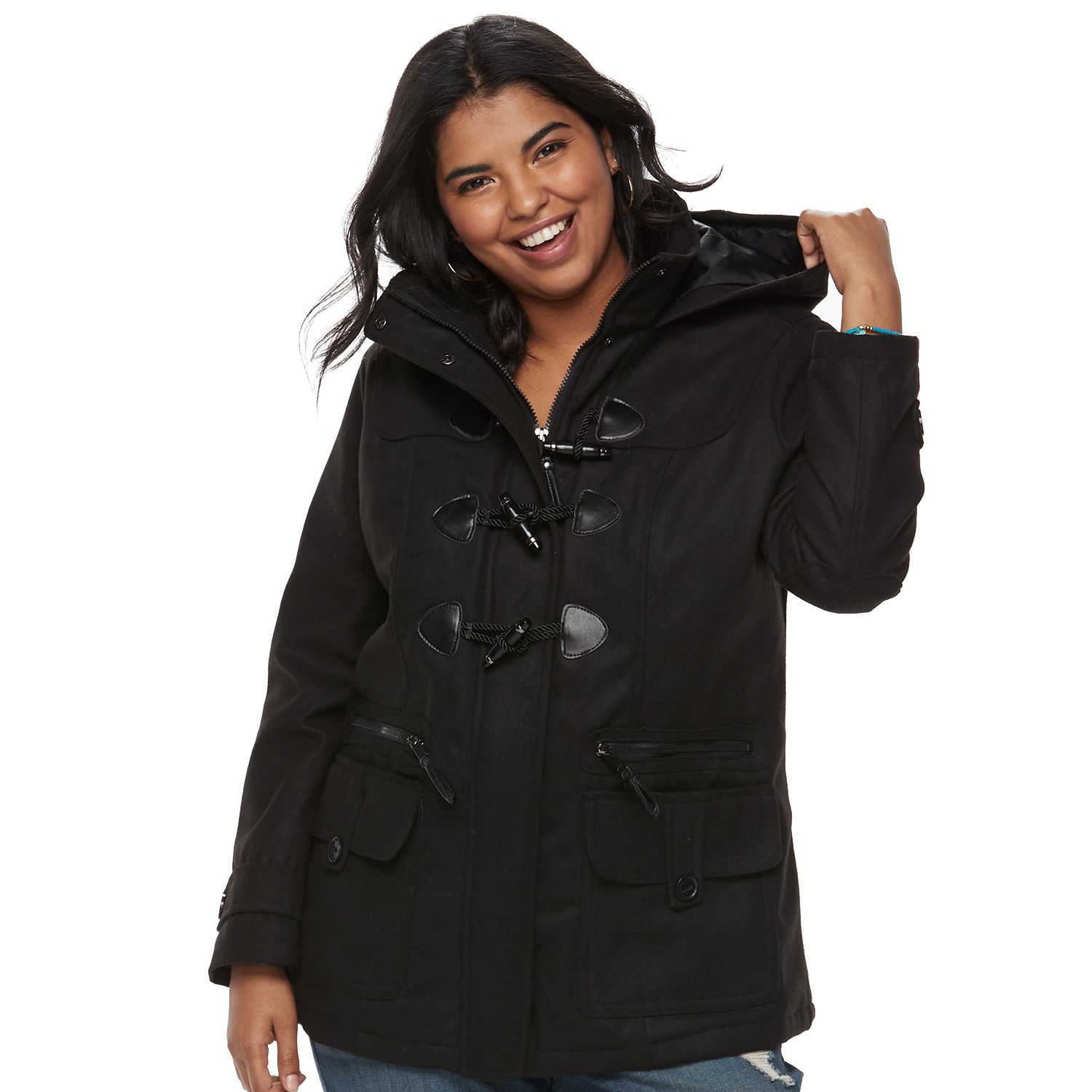 plus size toggle coat with hood