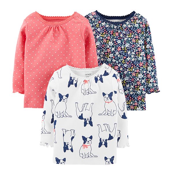 Simple Joys by Carters Toddler Girls 3-Pack Graphic Long-Sleeve Tees