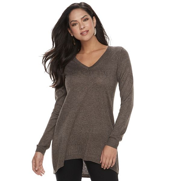 Women's Apt. 9® High-Low V-Neck Tunic Sweater