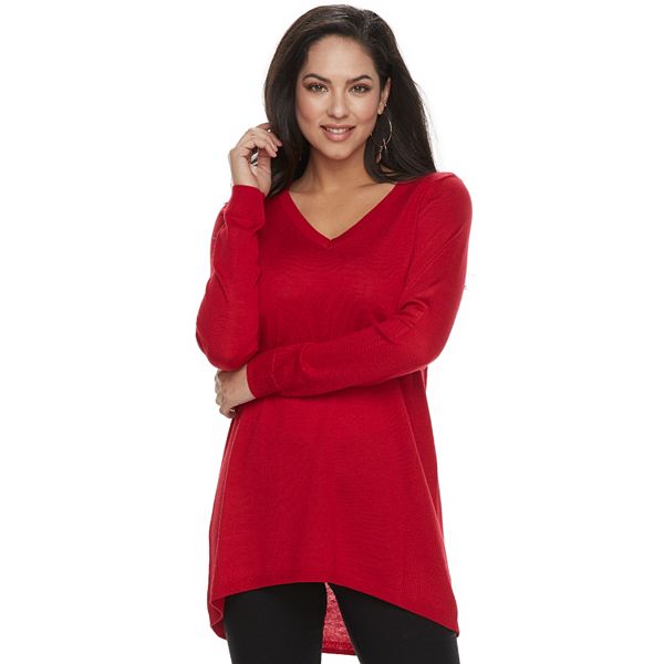Women's Apt. 9® High-Low V-Neck Tunic Sweater
