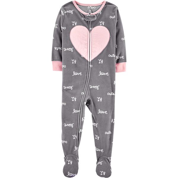 Baby Girl Carter S Love Heart Microfleece Footed Pajamas