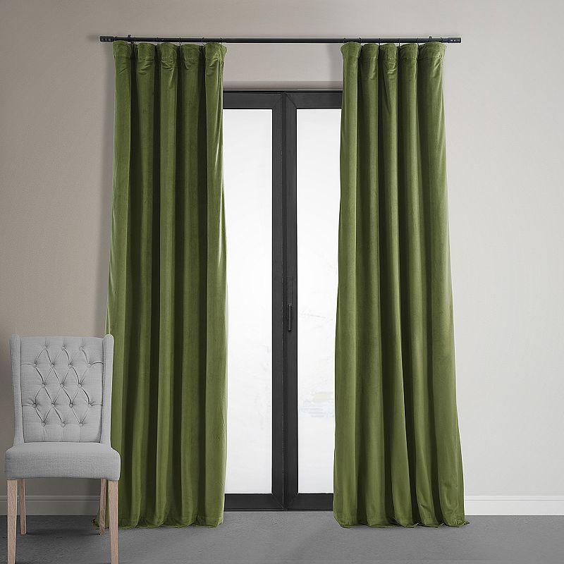 EFF Blackout 1-Panel Signature Velvet Window Curtain, Basque Green