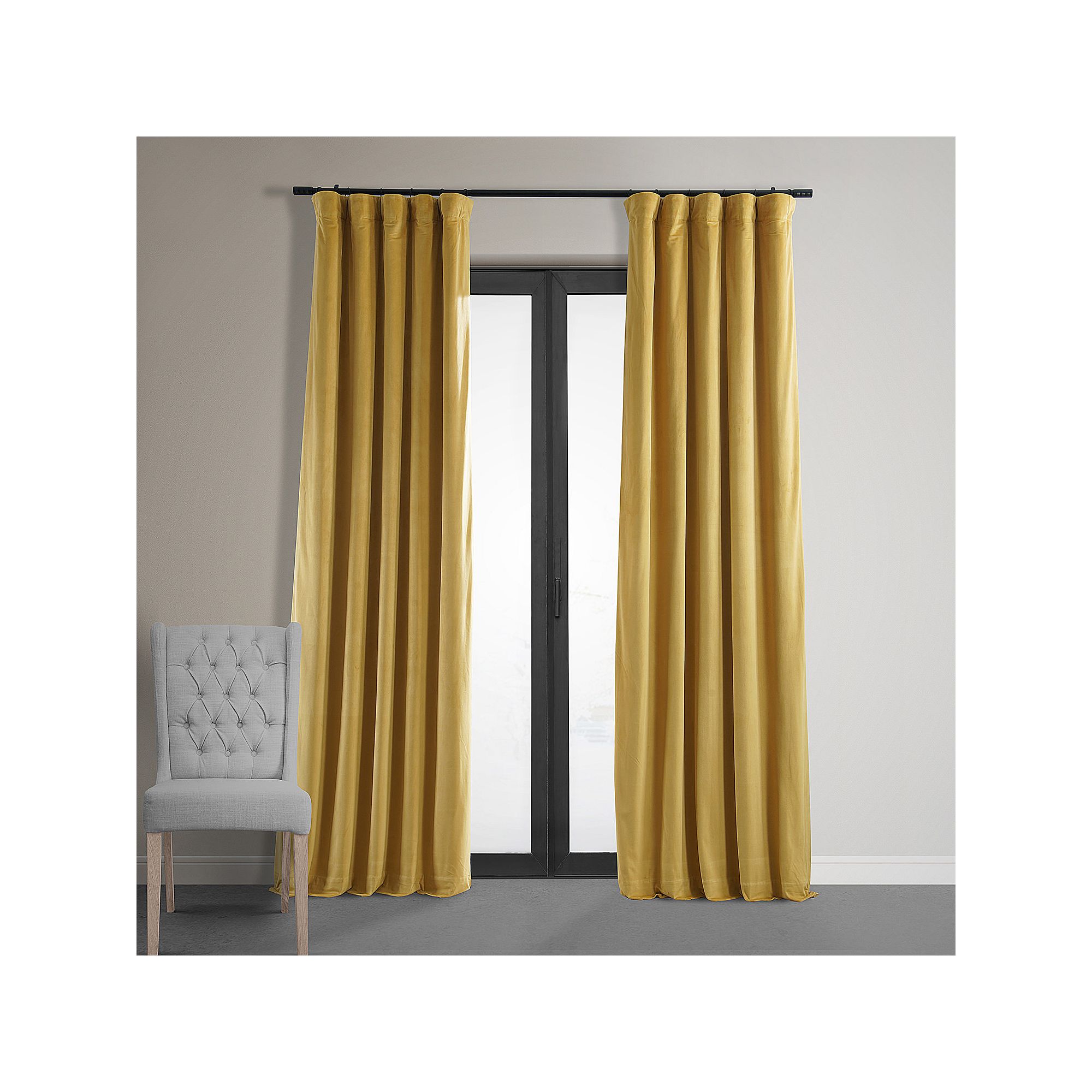 EFF Blackout 1-Panel Signature Velvet Window Curtain, Fools Gold