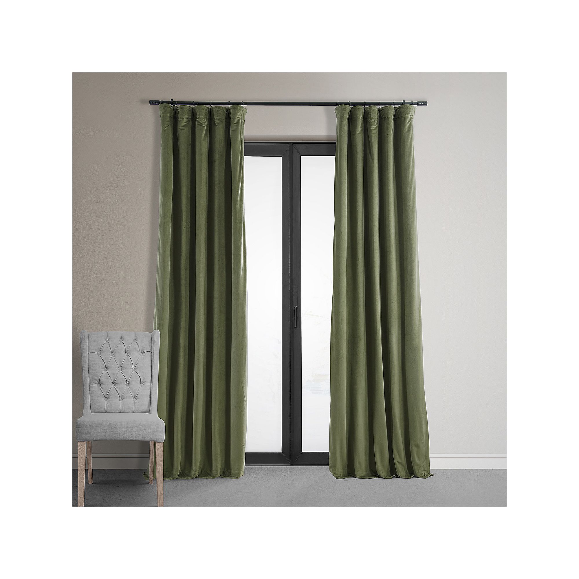 EFF Blackout 1-Panel Signature Velvet Window Curtain, Hunter Green