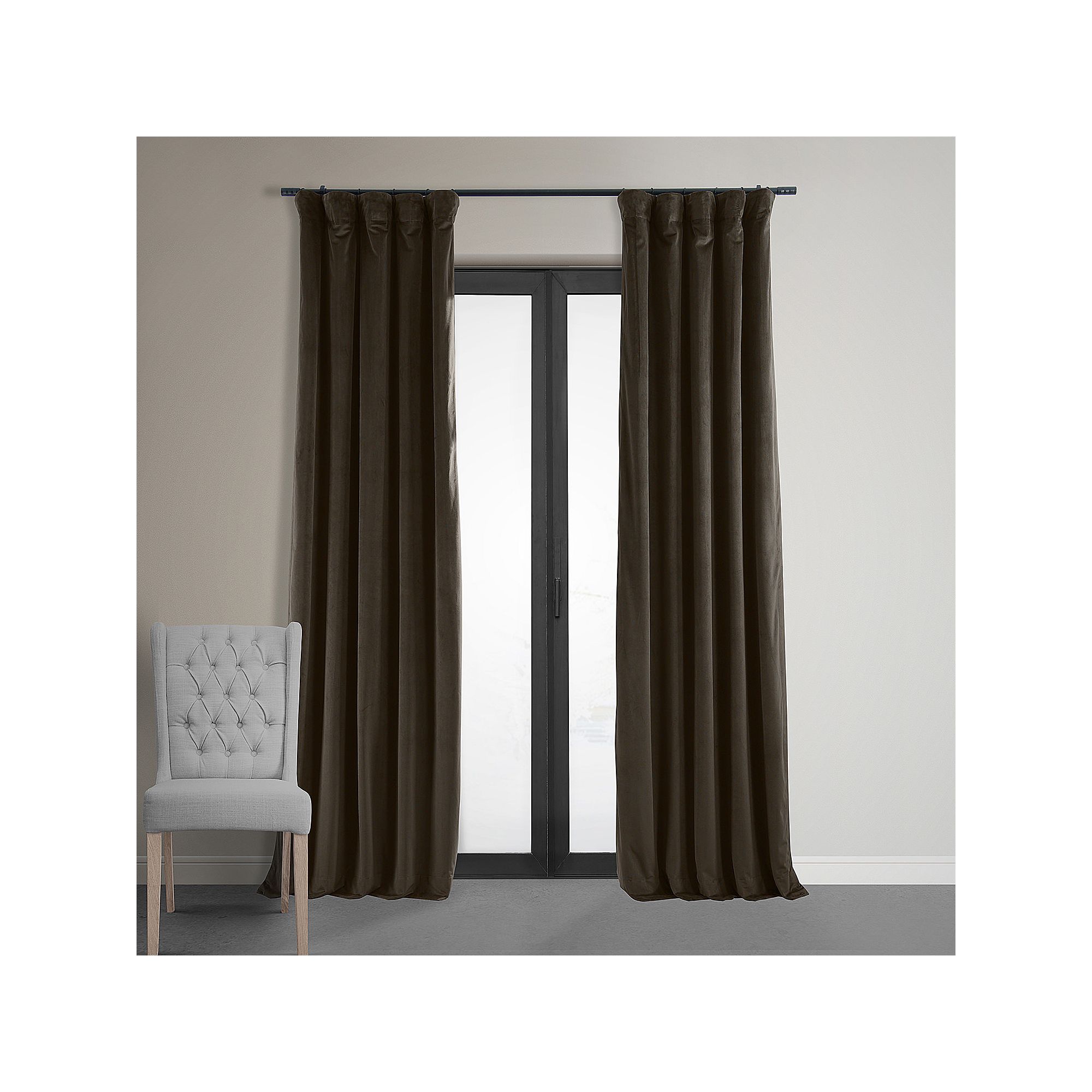 EFF Blackout 1-Panel Signature Velvet Window Curtain, Java