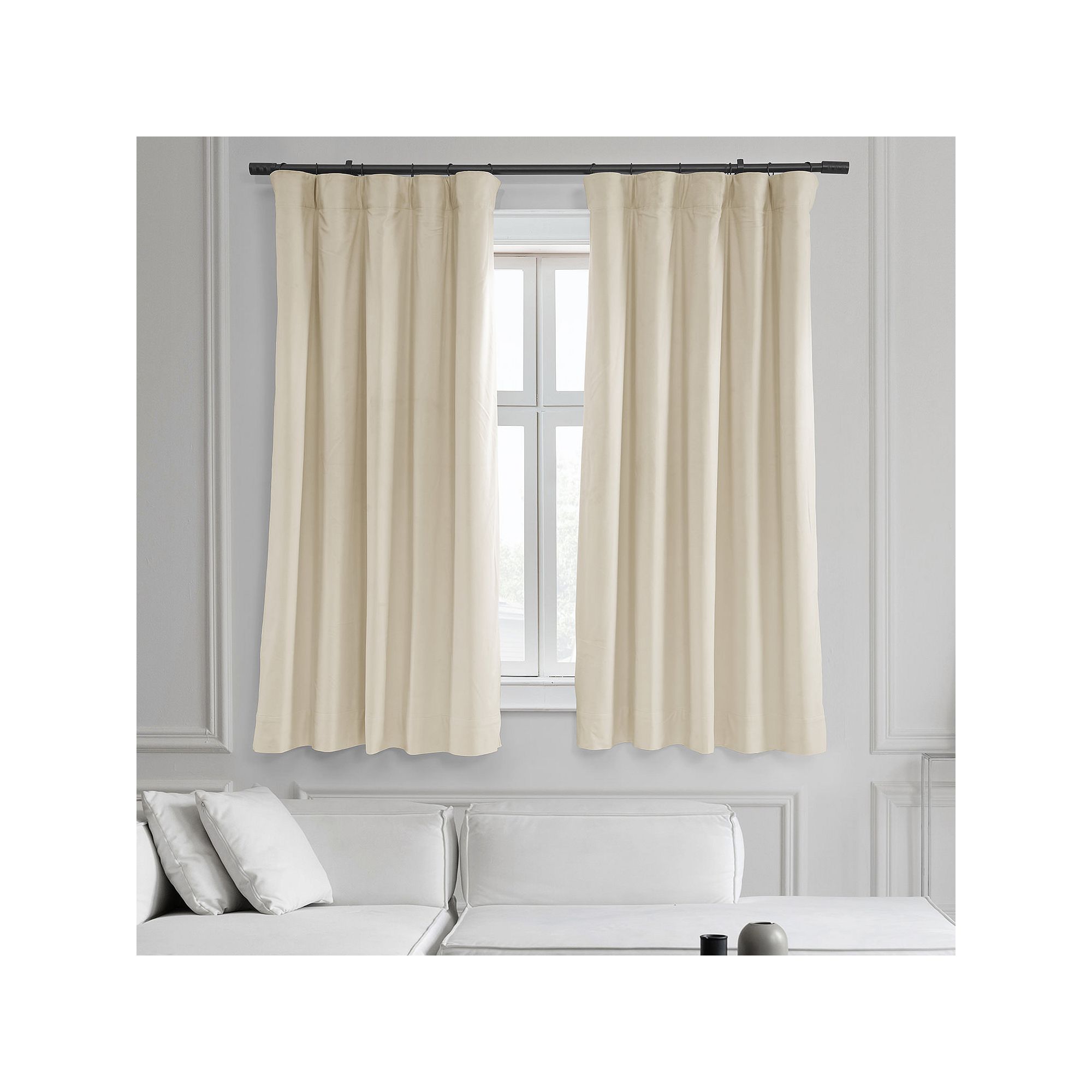 EFF Blackout 1-Panel Signature Velvet Window Curtain, Off White