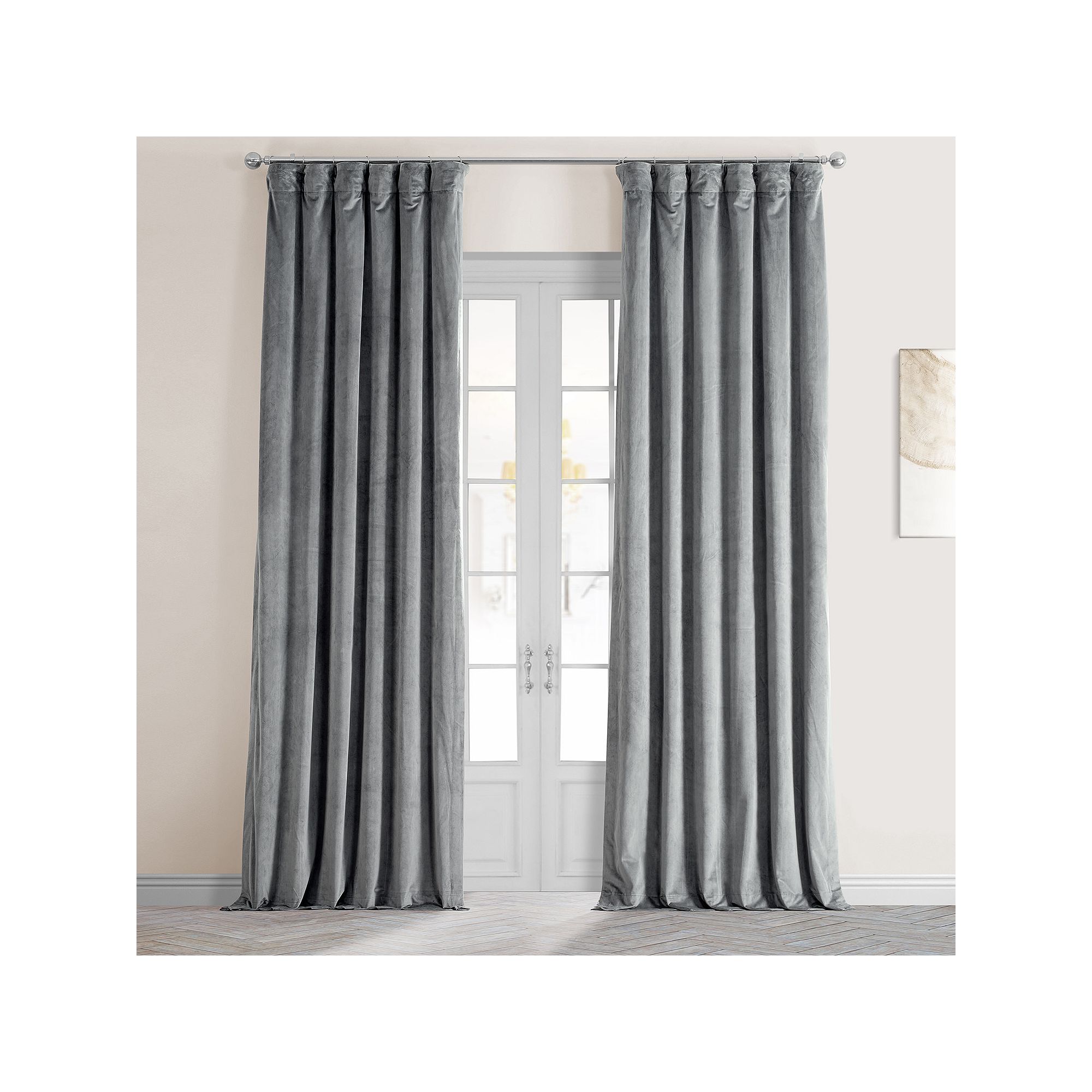 EFF Blackout 1-Panel Signature Velvet Window Curtain, Silver Gray