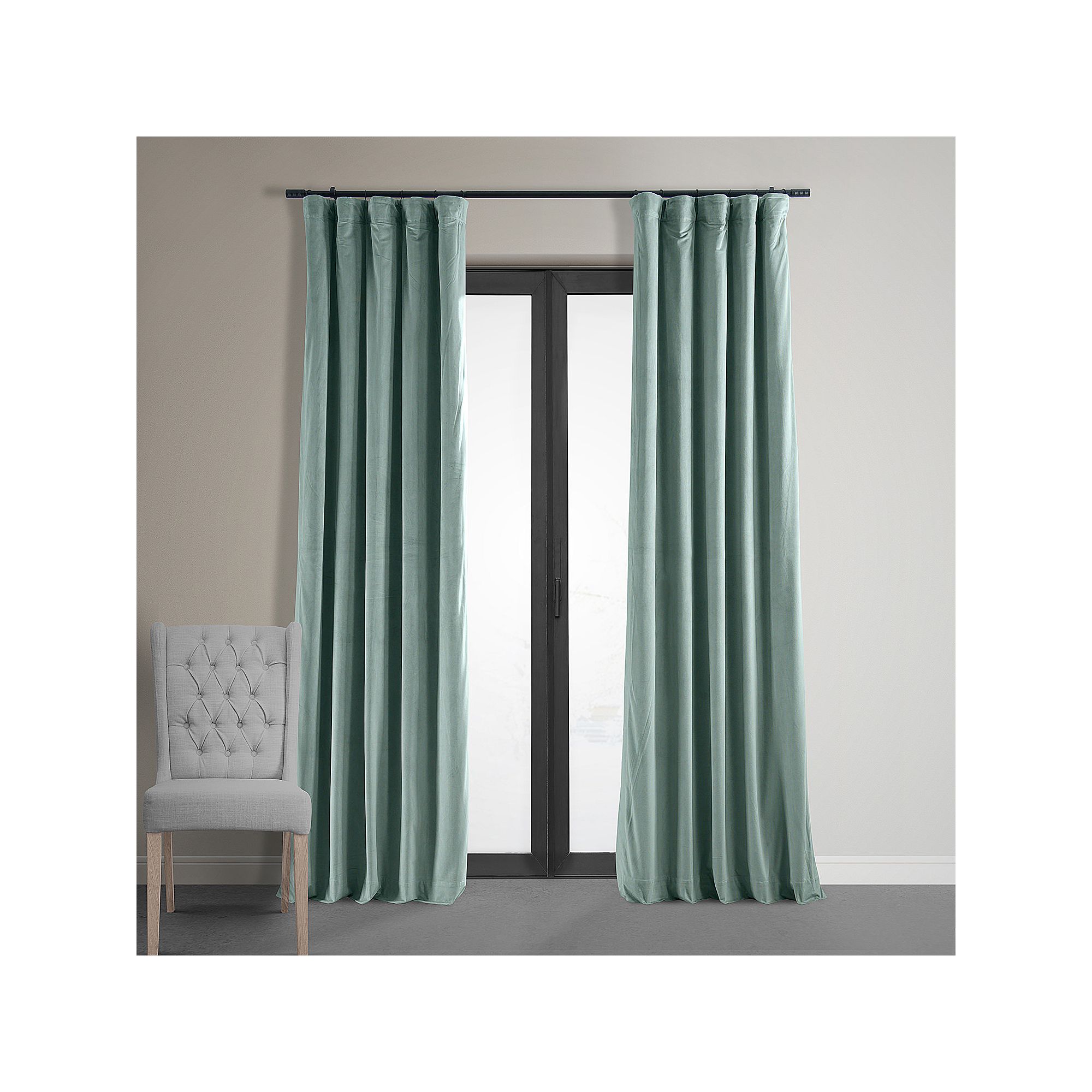 EFF Blackout 1-Panel Signature Velvet Window Curtain, Skylark Blue