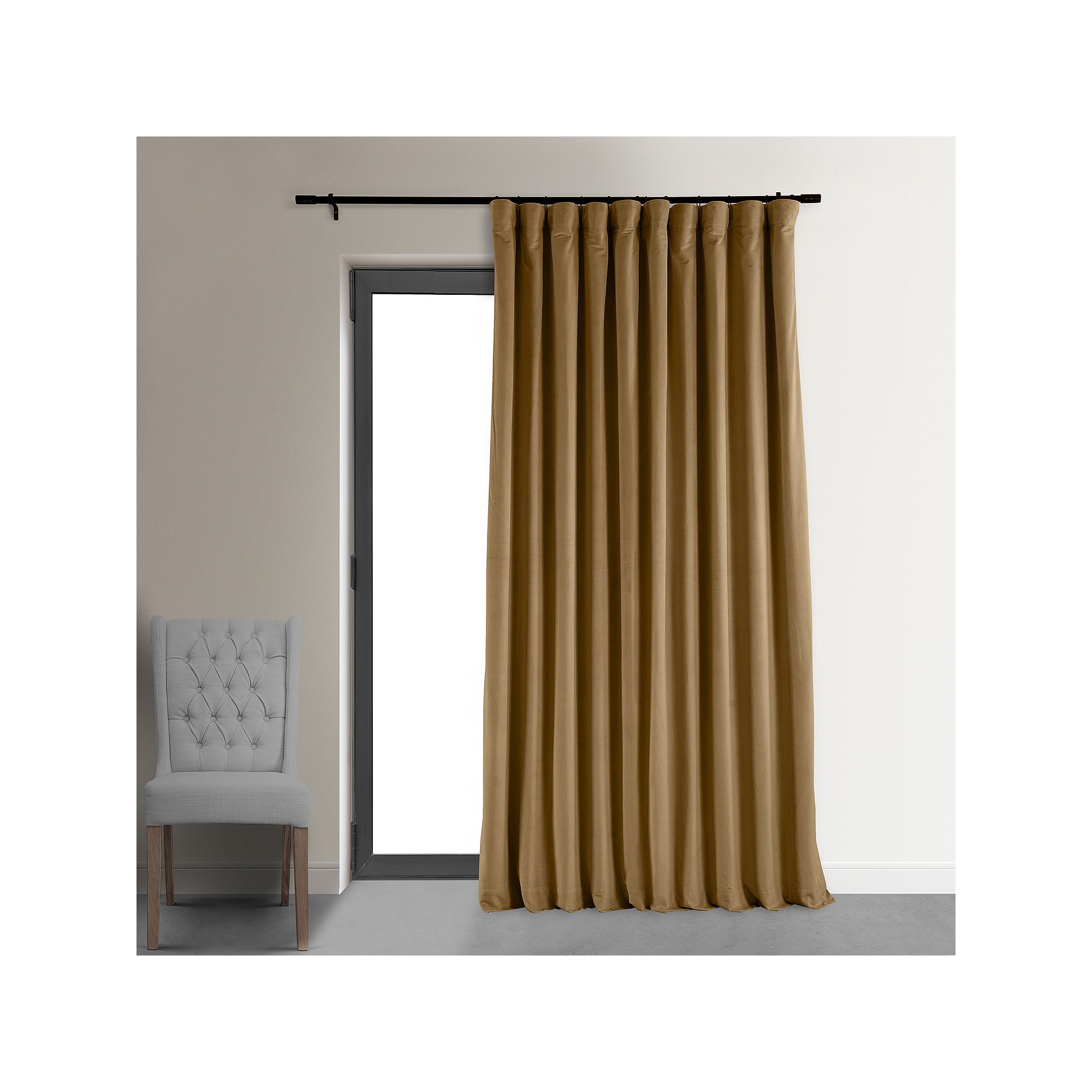 EFF Signature Velvet Double-Wide Blackout Window Curtain Panel, Amber Gold