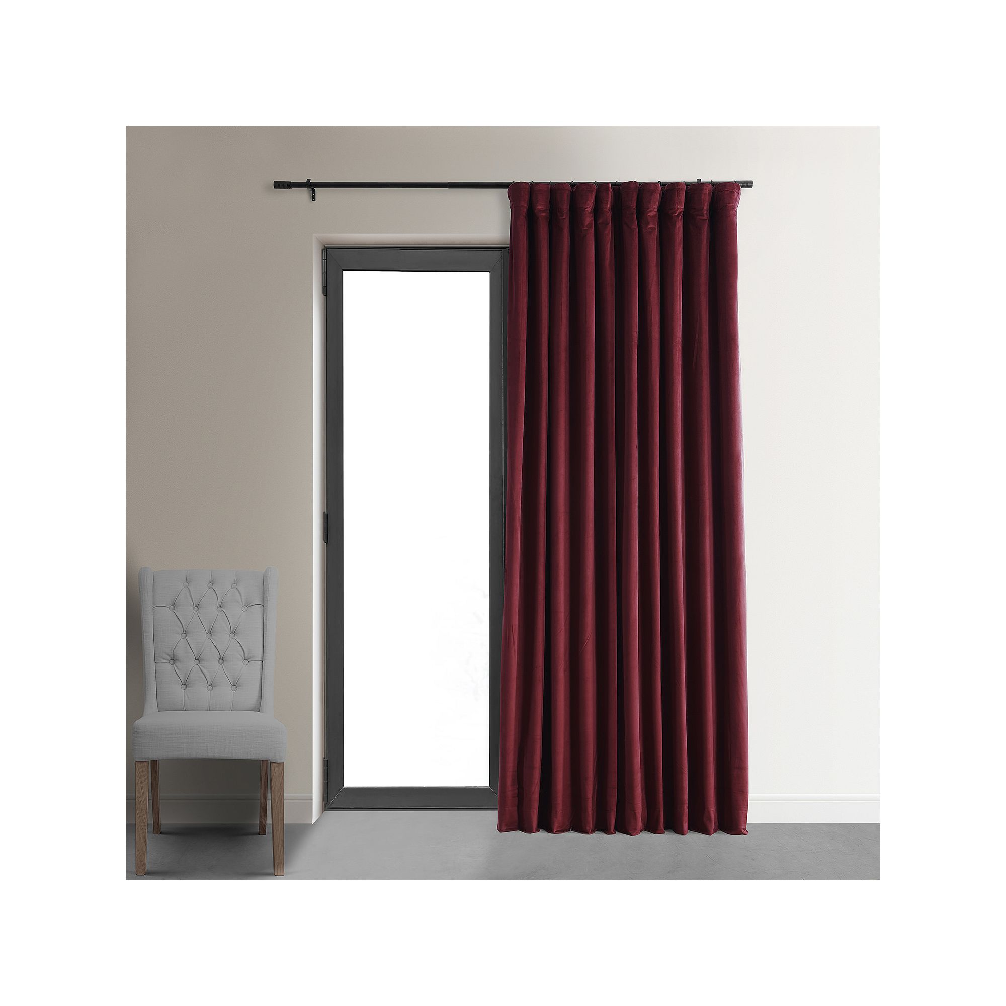 EFF Signature Velvet Double-Wide Blackout Window Curtain Panel, Red