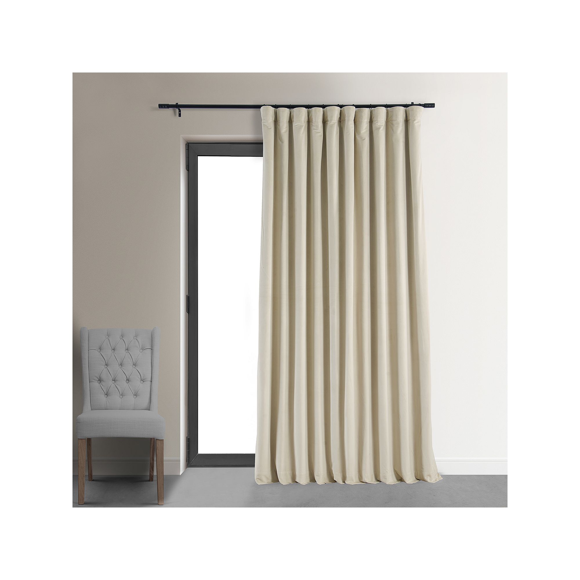 EFF Signature Velvet Double-Wide Blackout Window Curtain Panel, Ivory
