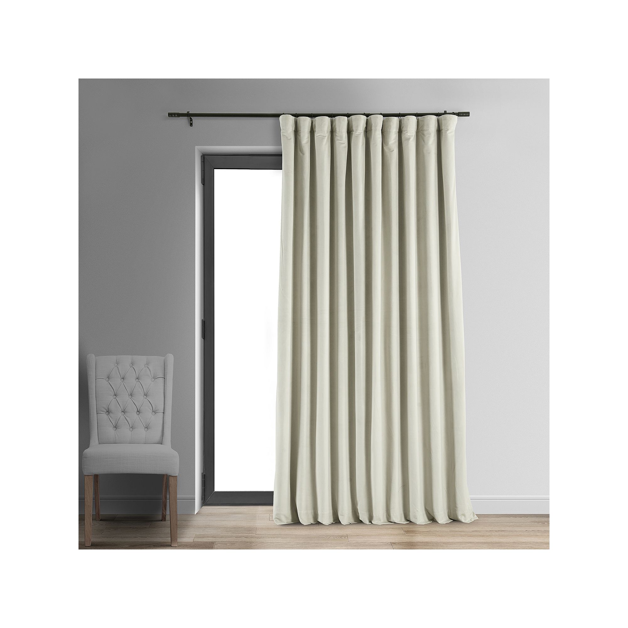 EFF Signature Velvet Double-Wide Blackout Window Curtain Panel, Off White