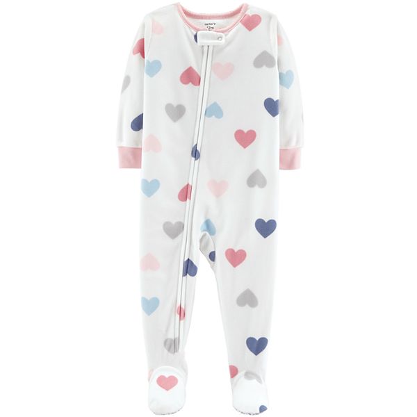New Toddler Girl Carter's Swan Heart-Dot Microfleece Footed Pajamas 3T 5T 