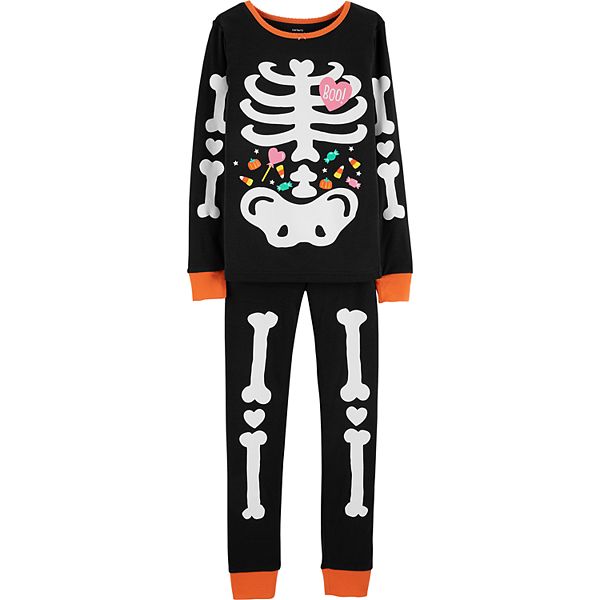Girls 4-14 Carter's Glow-in-the-Dark Skeleton Top & Bottoms Pajama Set