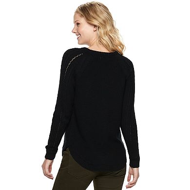 Women's Sonoma Goods For Life® Cable Knit Yoke Crewneck Sweater
