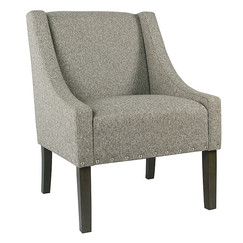 HomePop Modern Nailhead Swoop Accent Chair, Grey