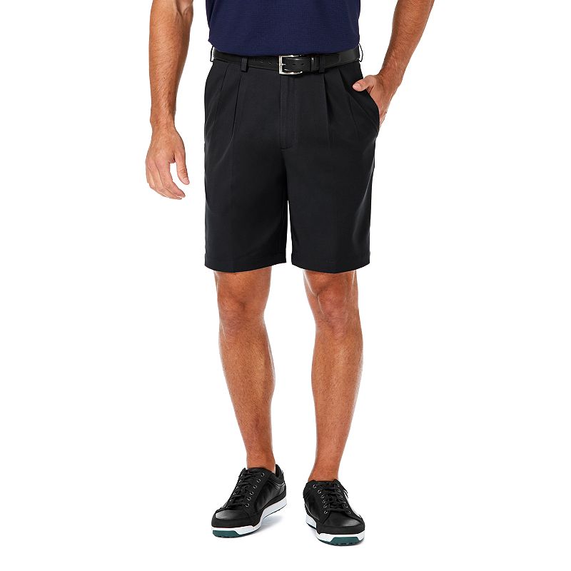 UPC 019781958486 product image for Men's Haggar® Cool 18® PRO Straight-Fit Solid Pleated Shorts, Size: 36, Black | upcitemdb.com