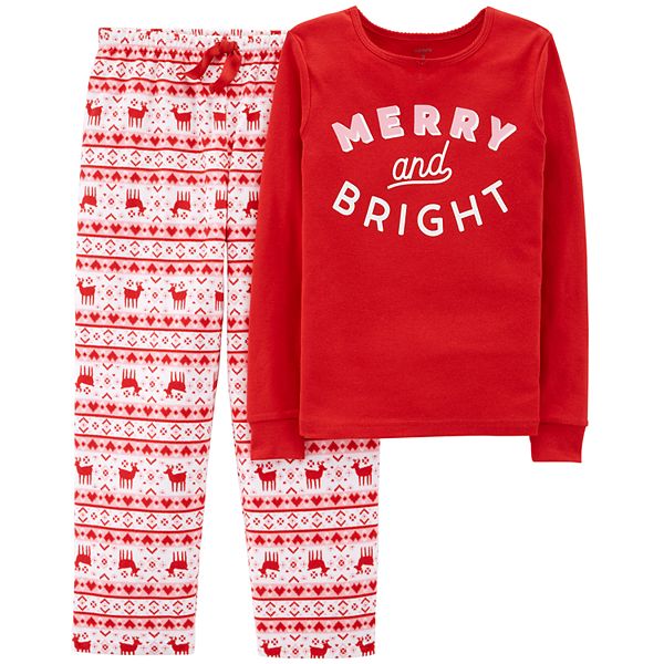 Girls 4-14 Carter's Merry and Bright Christmas Top & Bottoms Pajama Set