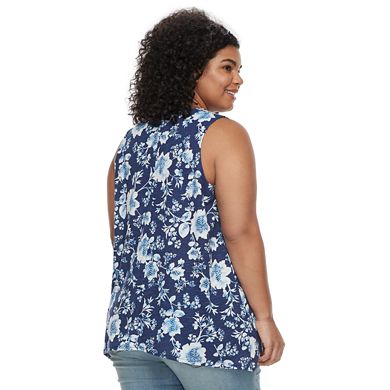 Plus Size Sonoma Goods For Life® Floral Lace-Up Tank