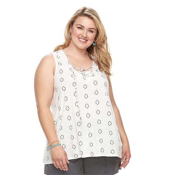 Plus Size Sonoma Goods For Life® Floral Lace-Up Tank