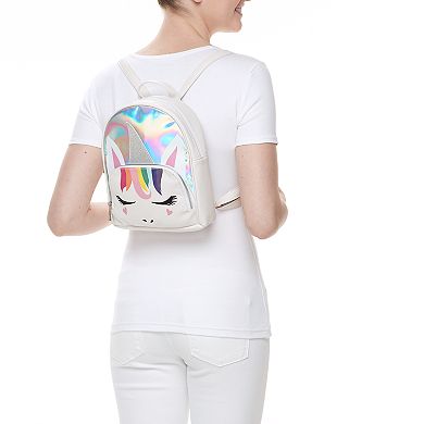 OMG Accessories Silver Hologram Unicorn Mini Backpack