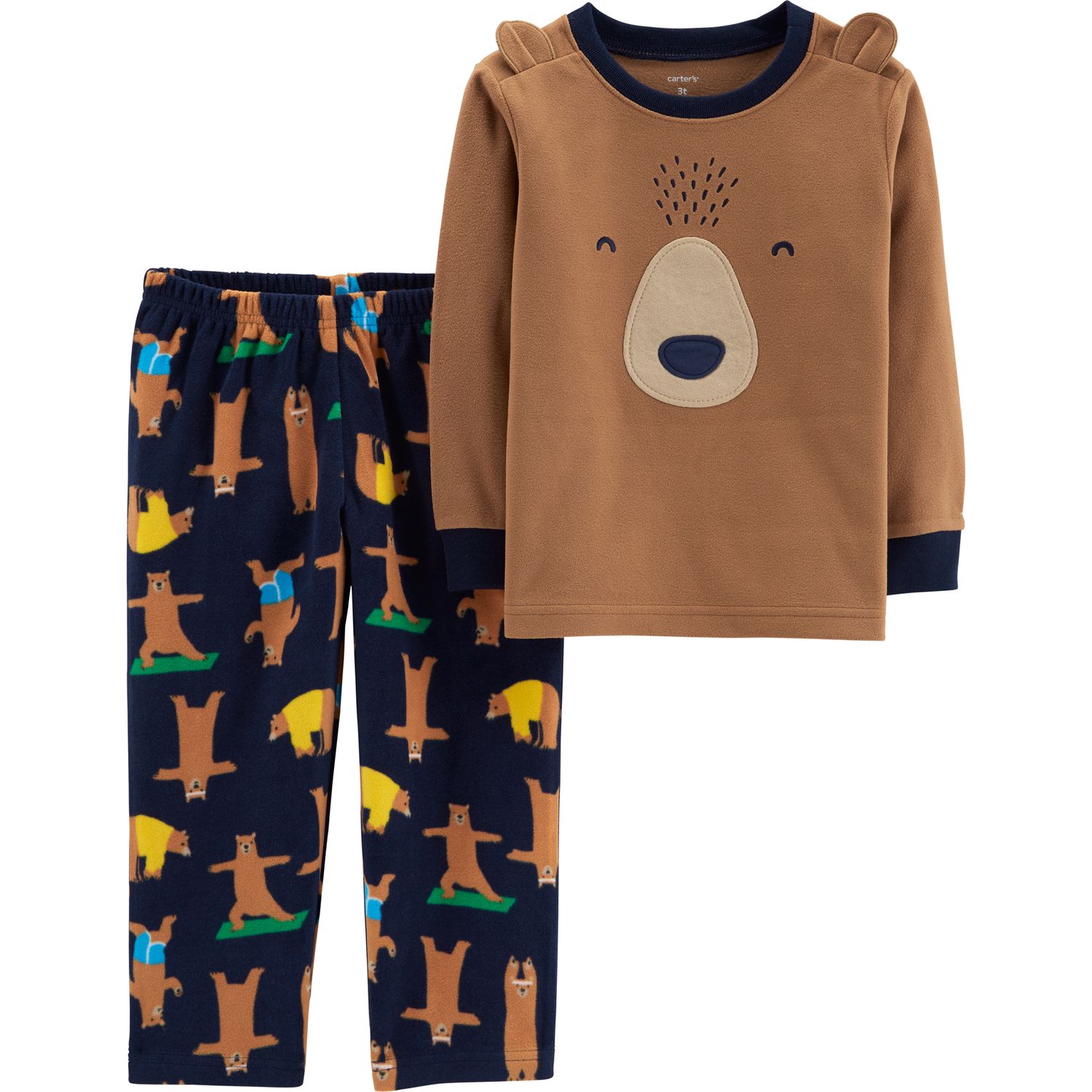 Baby Boy Carter's Microfleece Yoga Bear Top & Bottoms Pajama Set