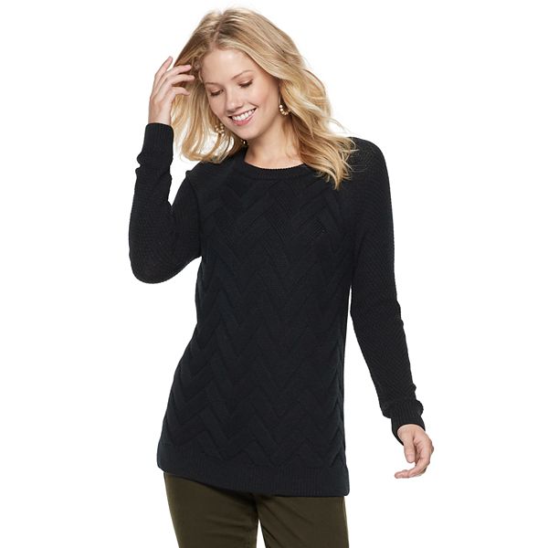 Women's Sonoma Goods For Life® Lattice Cable-knit Crewneck Sweater