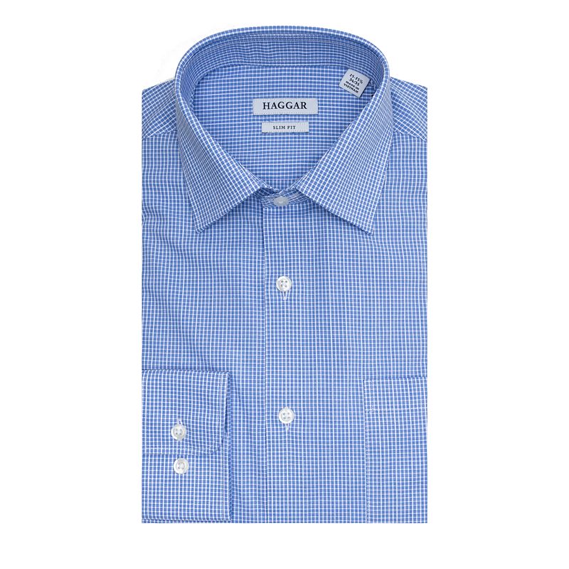 UPC 192861406579 product image for Men's Haggar Premium Comfort Slim-Fit Stretch Dress Shirt, Size: 15.5-32/33, Blu | upcitemdb.com