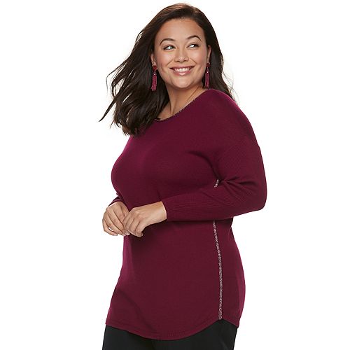 Plus Size Apt. 9® Sparkle Boatneck Sweater
