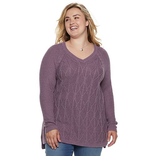Plus Size SONOMA Goods for Life™ Trellis Cable-Knit Sweater