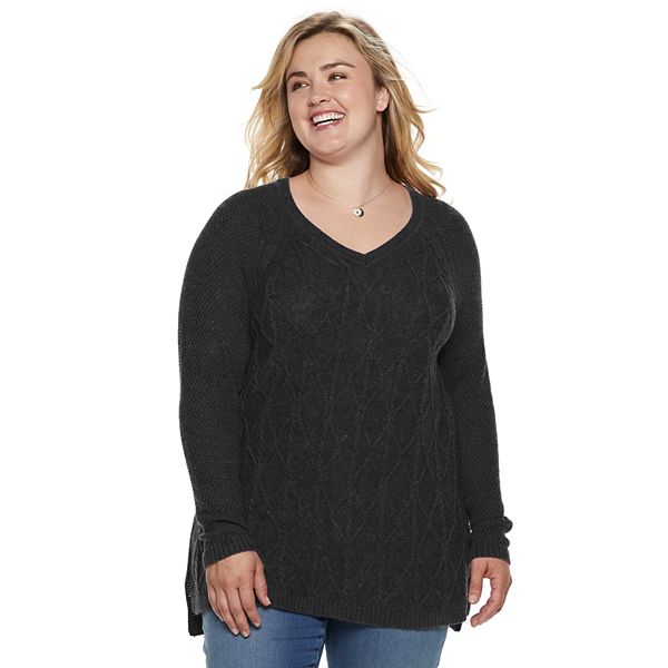 Plus Size Sonoma Goods For Life® Trellis Cable-Knit Sweater