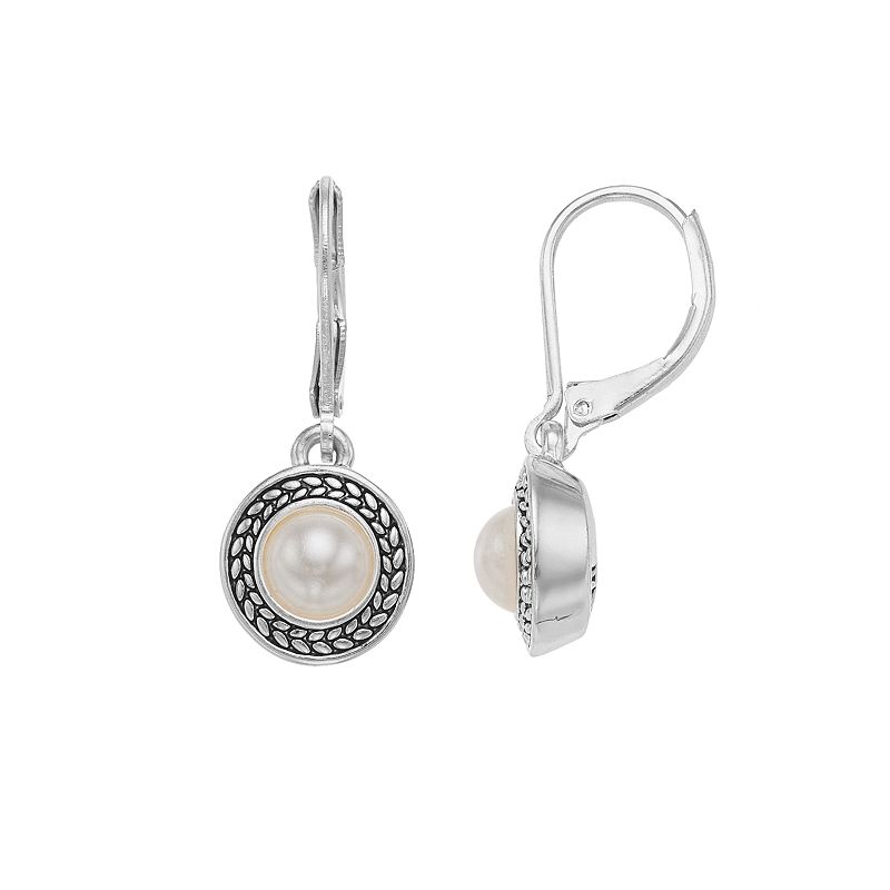 Napier Simulated Pearl Halo Drop Earrings, Womens, White