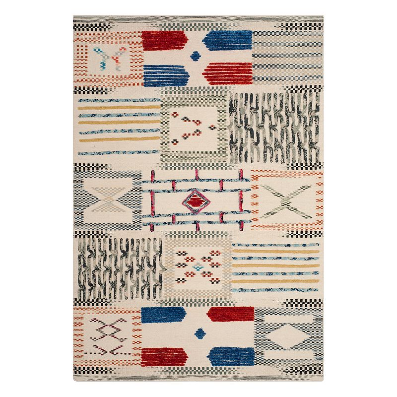 Safavieh Kilim Andrea Tribal Wool Blend Rug, Ivory Team, 4X6 Ft