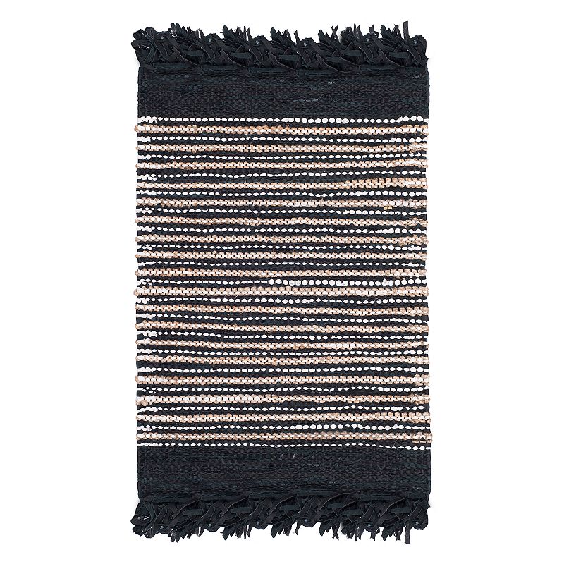 Safavieh Vintage Leather Harrison Woven Rug, Black, 5X8 Ft