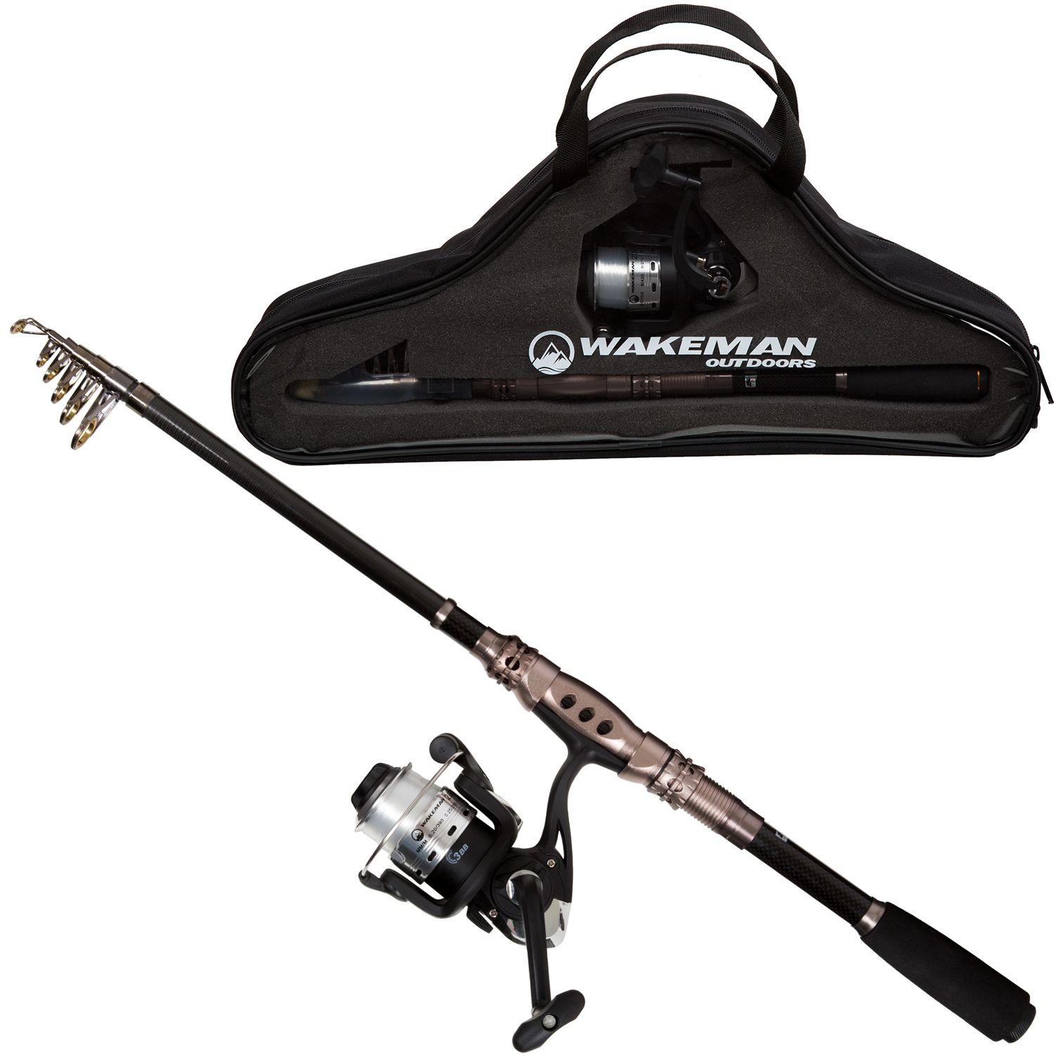 wakeman strike series spinning fishing rod and reel combo