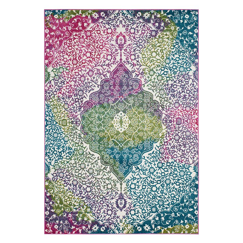 Safavieh Watercolor Colson Floral Medallion Rug, Pink, 6.5Ft Sq